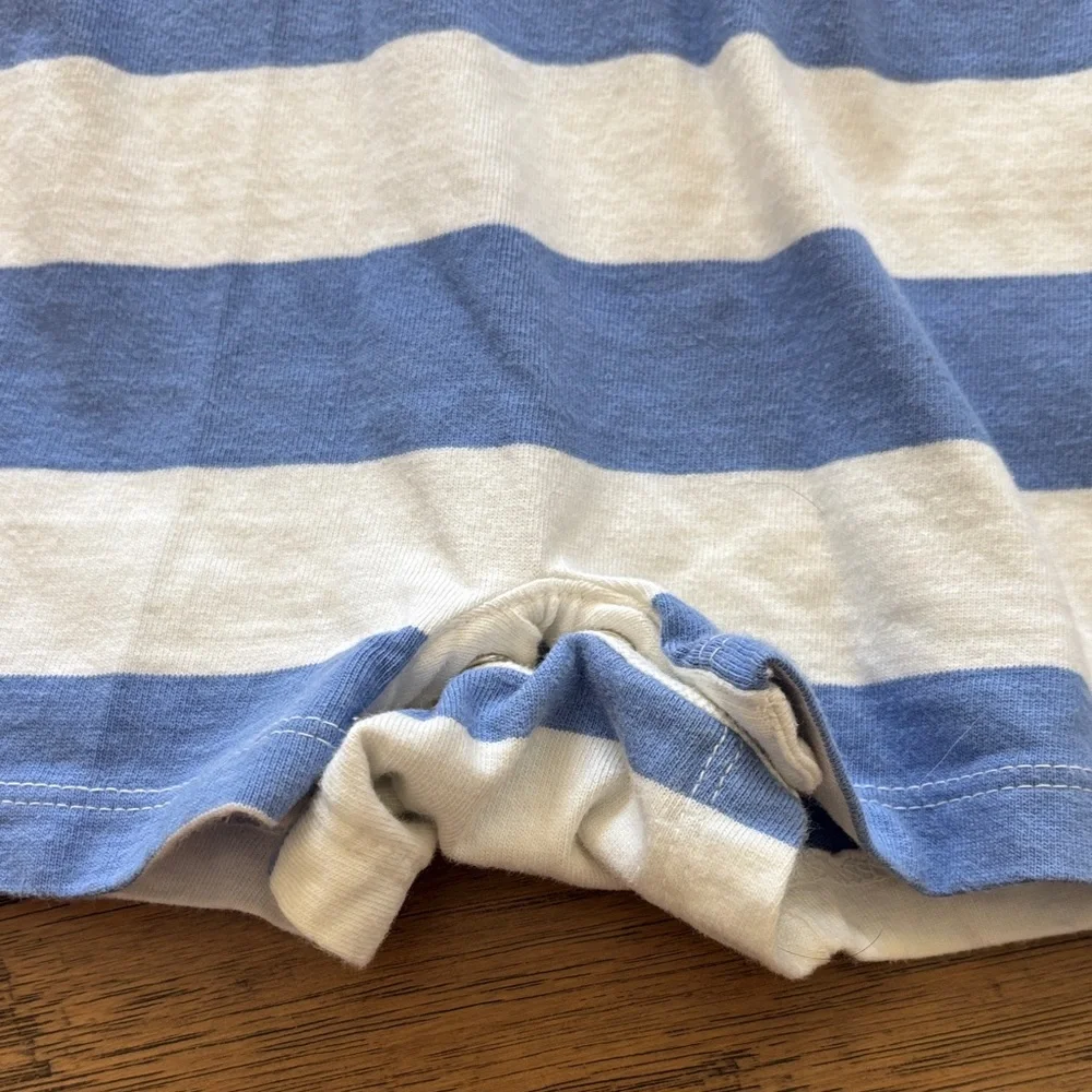 Ralph Lauren Blue and Cream Striped Polo Romper